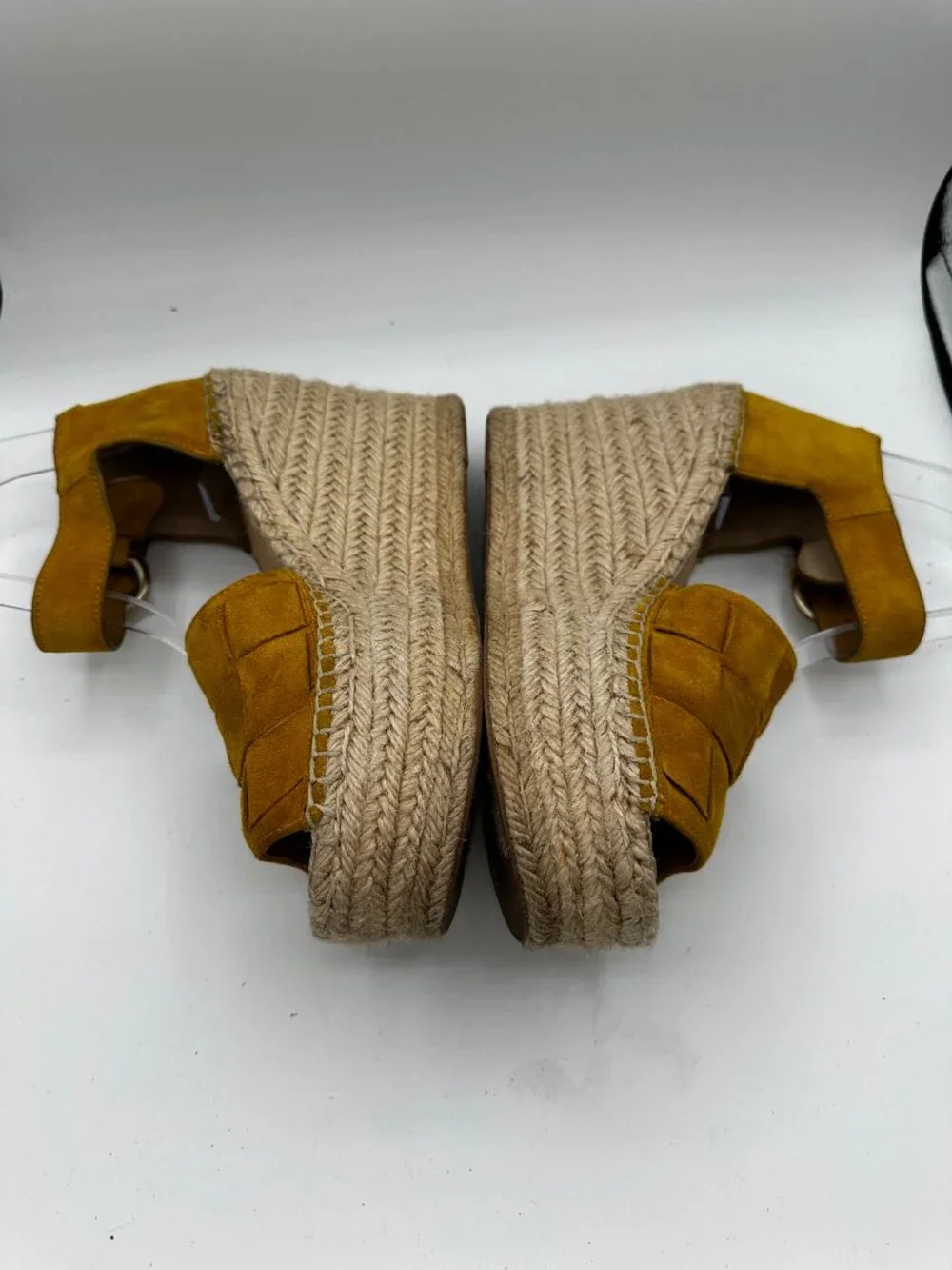 Marc Fisher LTD Adalla Platform Wedge Sandals Mustard Yellow Women's 7.5M